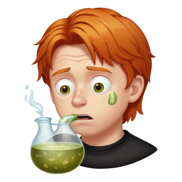 Ron Weasley with ginger hair vomiting slugs sticker