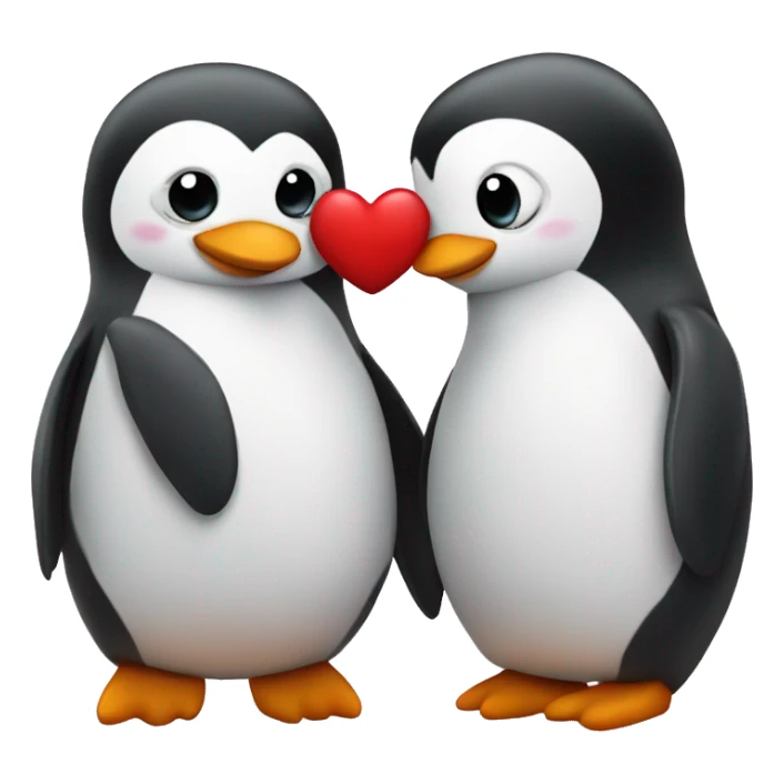 2 cute penguins kissing and hearts around them sticker