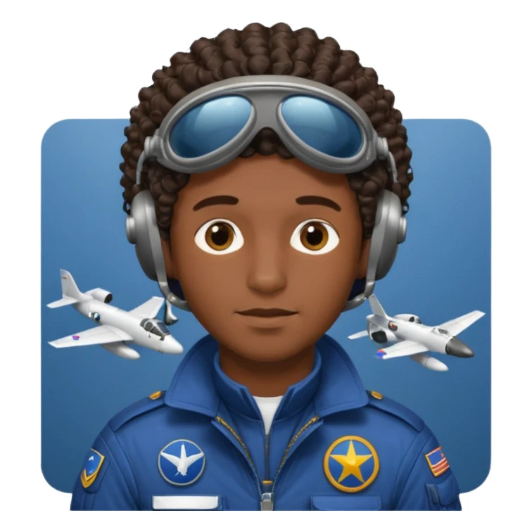 A male pilot with dark skin and close-cut curly hair sticker