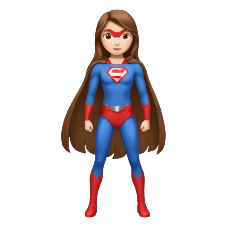 fille  brune en entier cheveux tres long et lisse super heros sticker