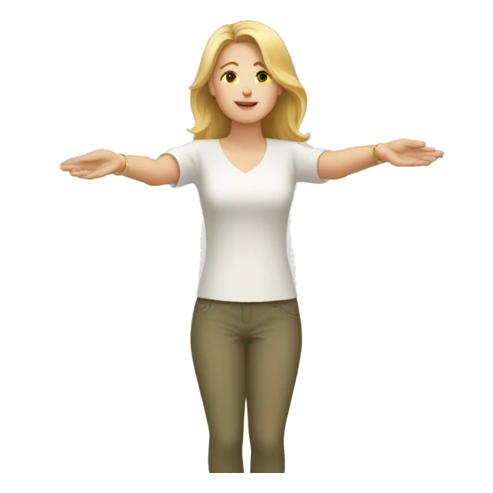 white woman raising palms in defense / surrender sticker