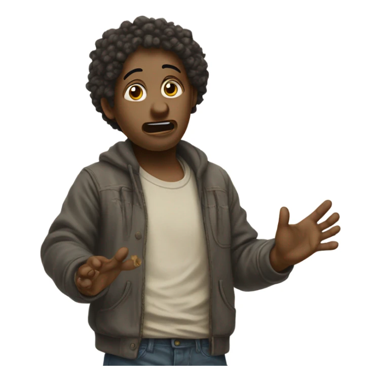 Broke person holding hand out for money  sticker