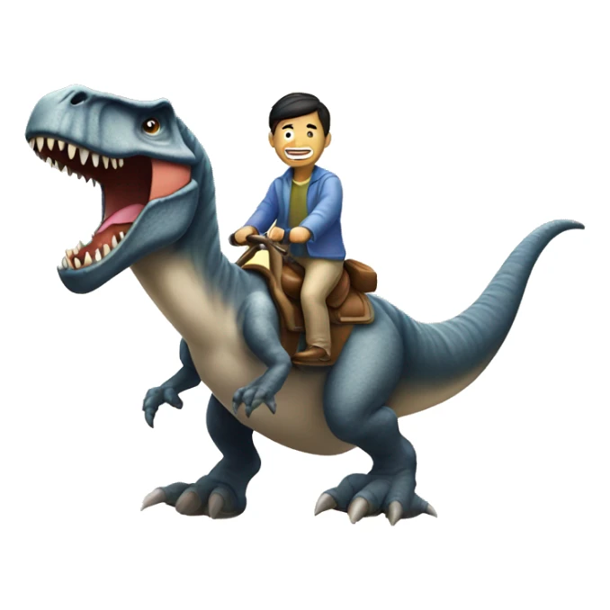  Asian Man riding a tyrannosaurus sticker