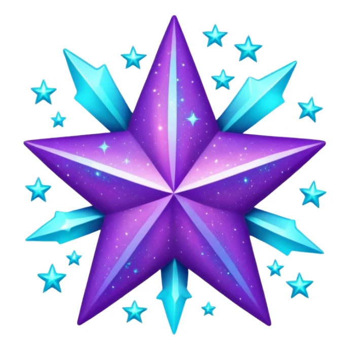 glitter purple and cian star sticker