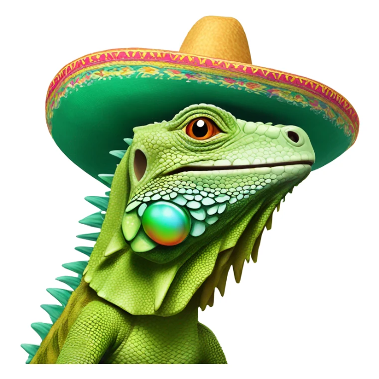 Iguana wearing a mexican sombrero sticker