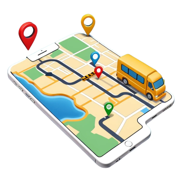 create a realistic emoji showing a map with a route for a logistic company sticker