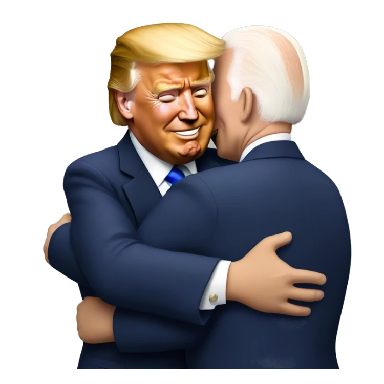 realistic donald trump and joe biden hugging sticker