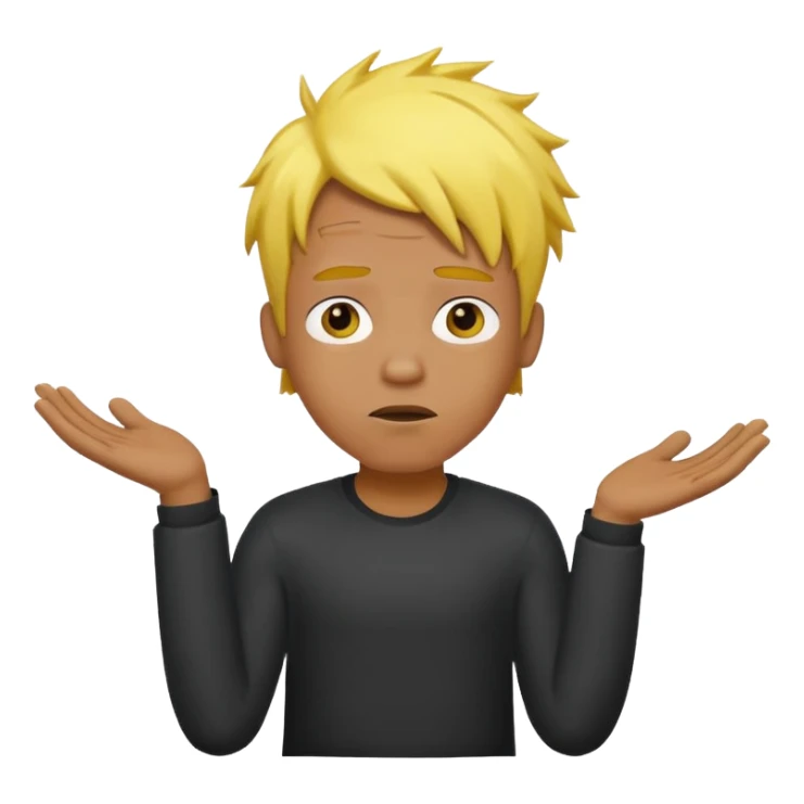 Quiero este emoji🤷🏼‍♂️ pero el chico de color negro y el pelo amarillo sticker