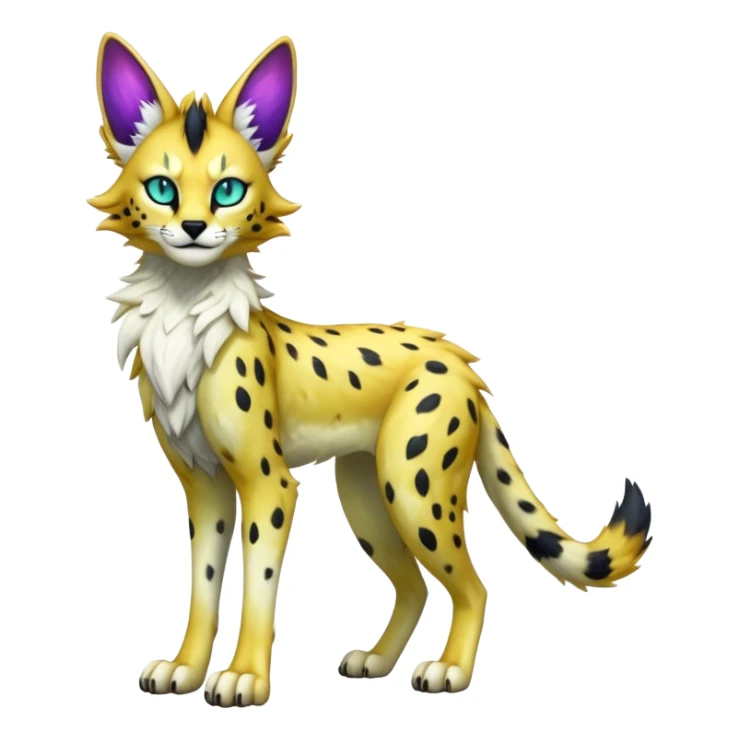 Epic Edgy Colorful ethereal eldritch Sergal-Serval-Vernid full body sticker