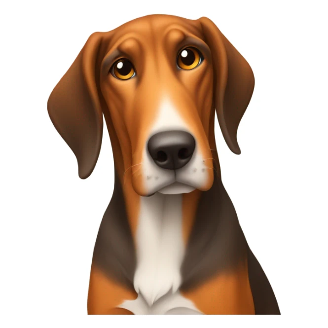 A brown hound dog sitting next to an orange fox  sticker