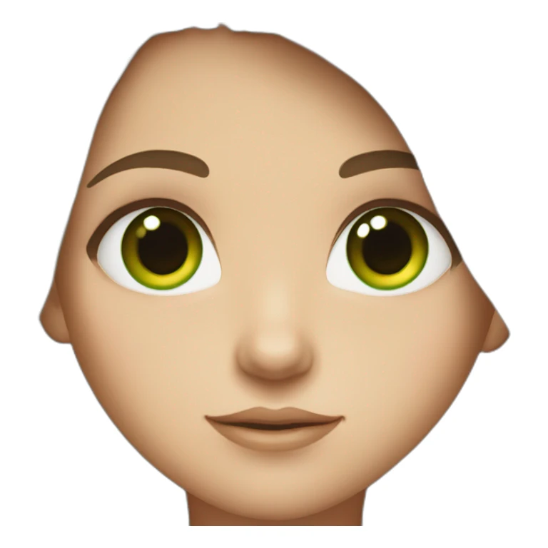 girl with brown hair big green eye sticker