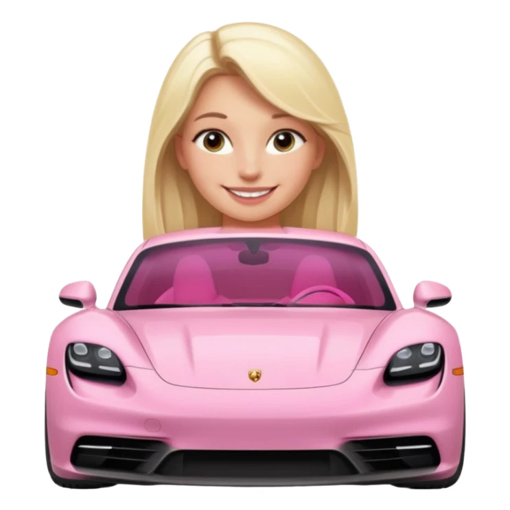 pink Porsche taycan with blonde girl sticker