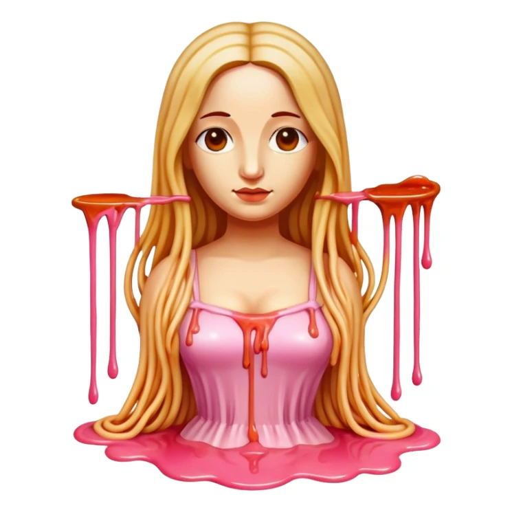  SPAM meat melted pink dripping sauce spaghetti dress monalisa portrait sticker