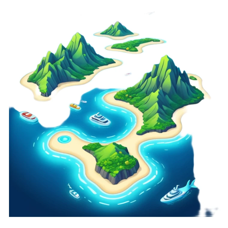 futuristic sea map with islands and a route  sticker