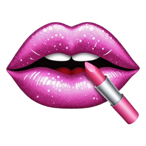 glitter pink mark of lipstick kiss sticker