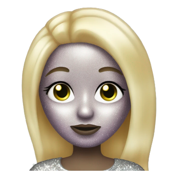 alien with blonde hair and glitter on the face sticker