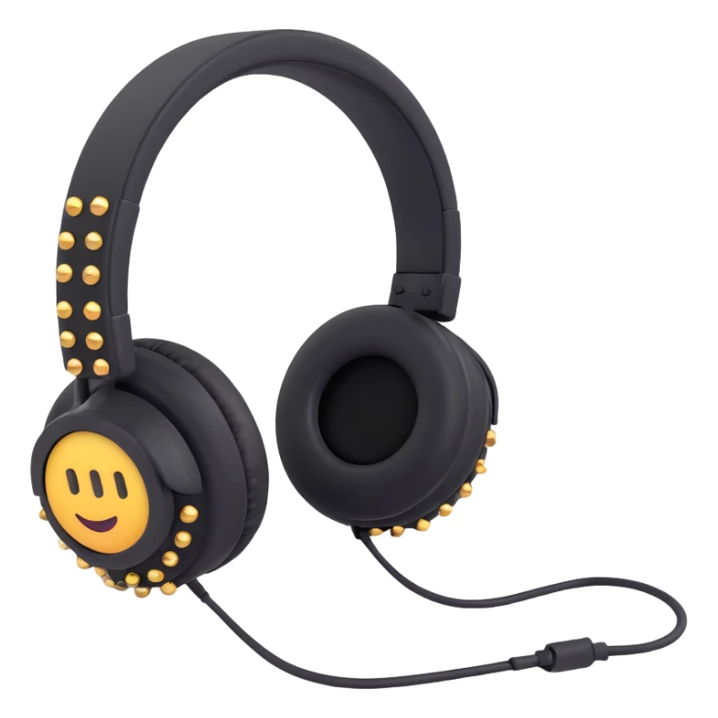 goth headphones, black with studs, 3D emoji style sticker