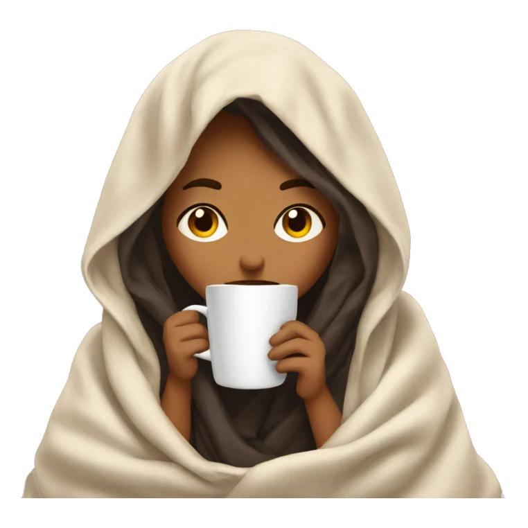 girl inside a blanket sipping coffee eyes closed sticker