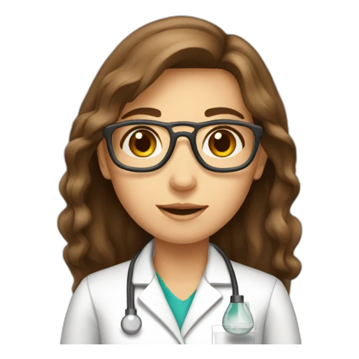 Chemist Lab girl long brown hair sticker