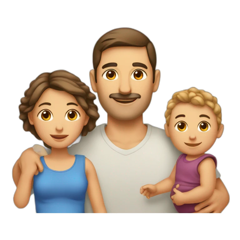 Une femme et un homme avec 2 bébé  sticker
