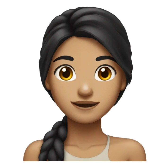 Tan girl long black hair brown eyes and dimples sticker