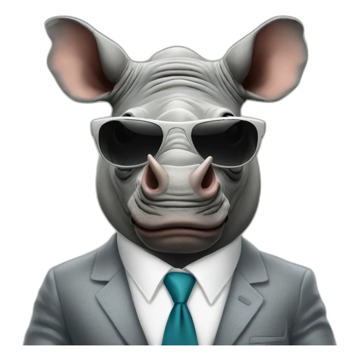 rhino wearing suit and sunglasses sticker