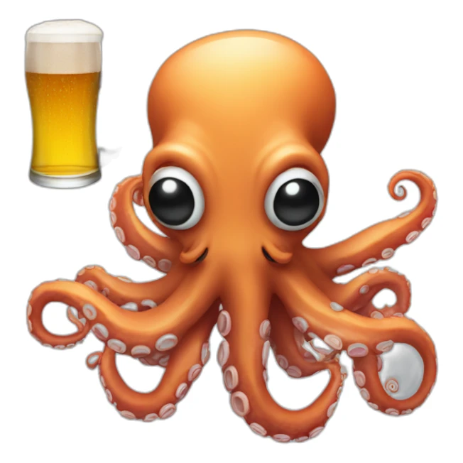 Octopus with a gun and a beer sticker