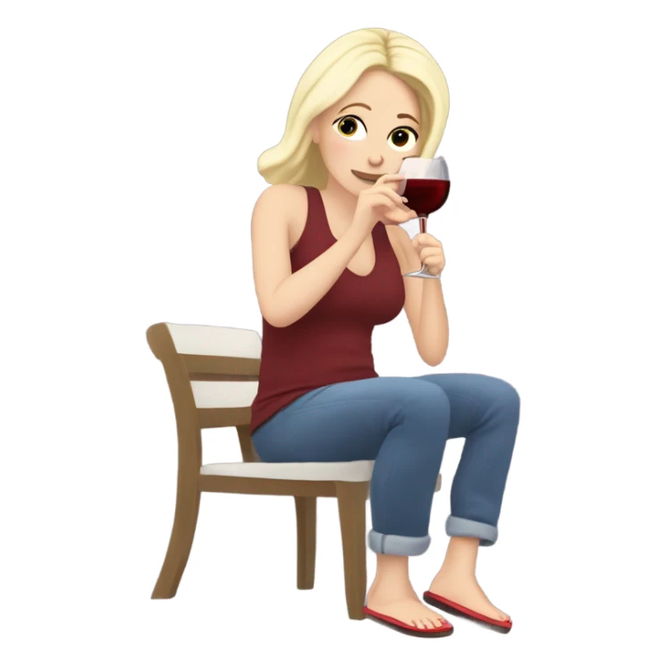 White girl, drinking wine wearing super silly slippers ￼ sticker