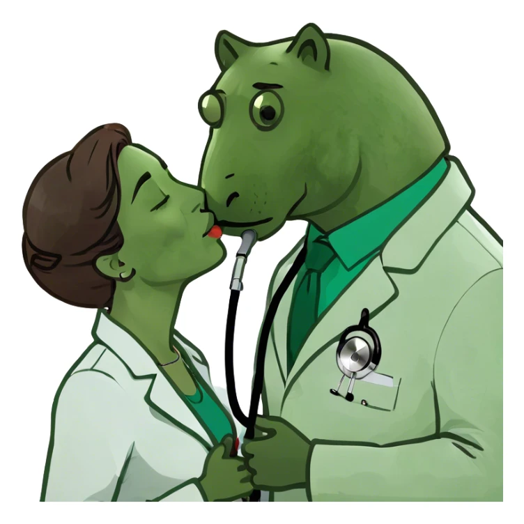 Doctor kissing his wife sticker