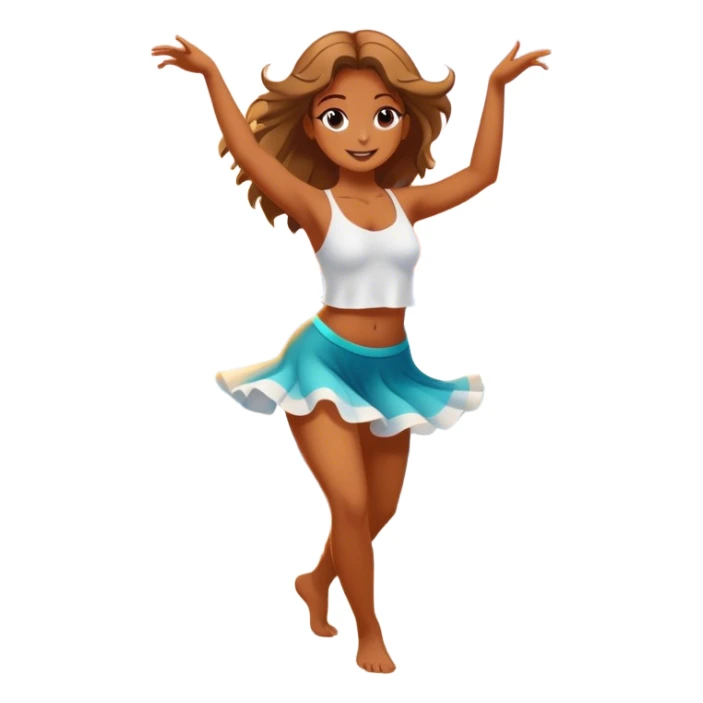 Girl dancing on the beach with ocean and sunset  sticker
