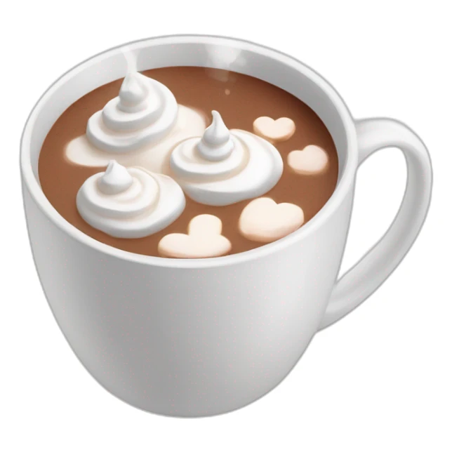 white mug of hot chocolate with marshmallows and whipped cream sticker