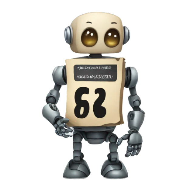 ROBOT HOLDING A SIGN WRITTEN NUMBER 6 sticker