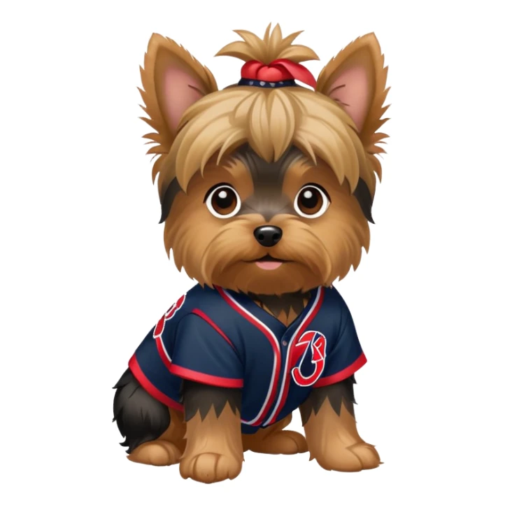 yorkie in braves outfit sticker