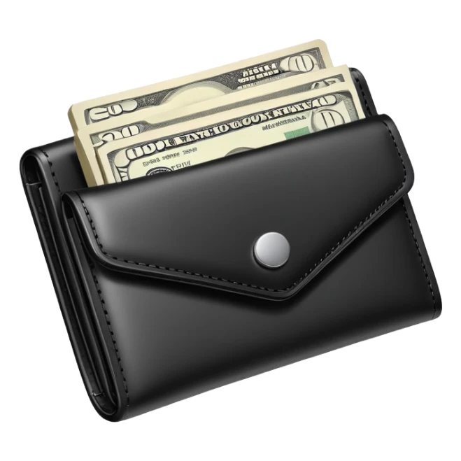 A wallet with money and financial bills, representing financial contribution sticker