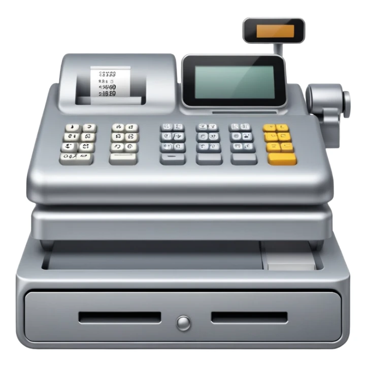 retail cash register with display and buttons sticker