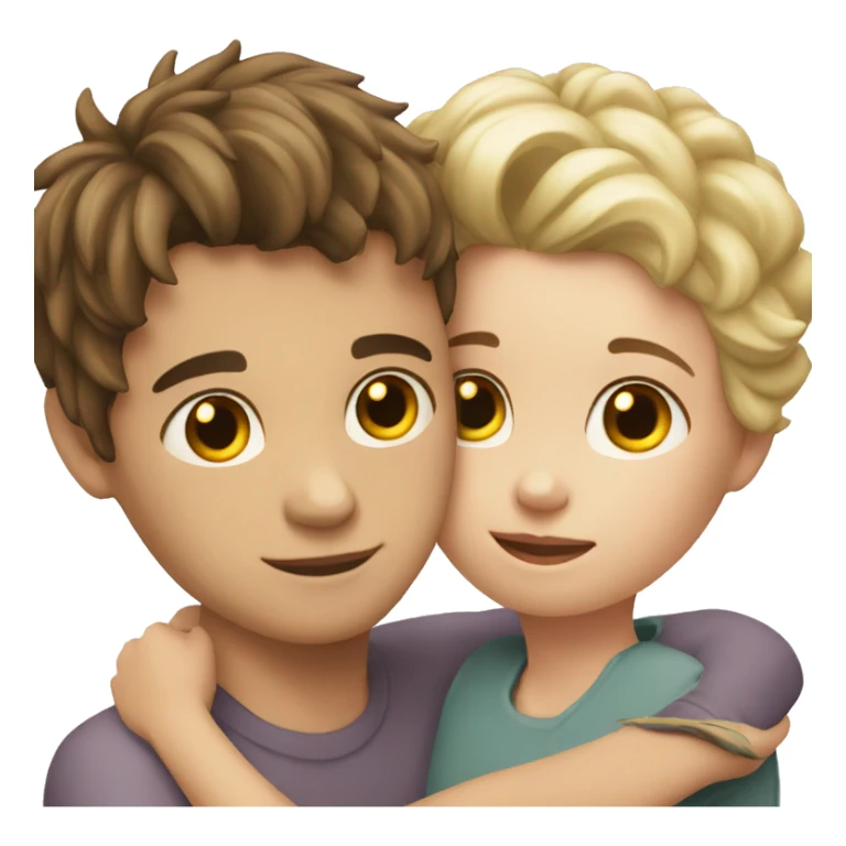 White skin Young man and girl hugs with heart sticker