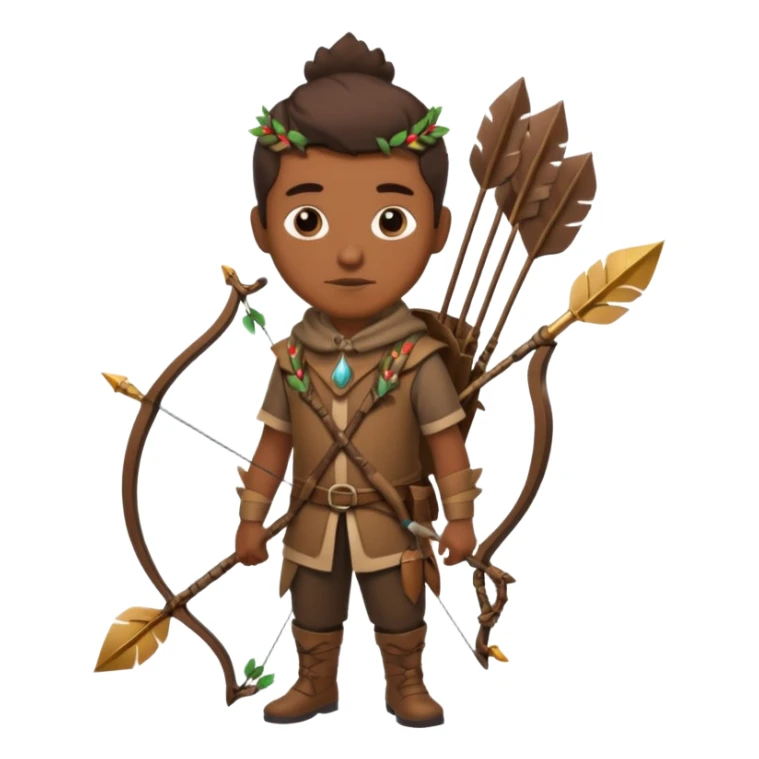 The classic hunter image with a bow and arrow on his back, dressed in brown with some animal made decorations sticker