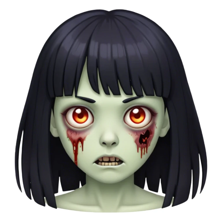 zumbie with bkack hair and bangs sticker