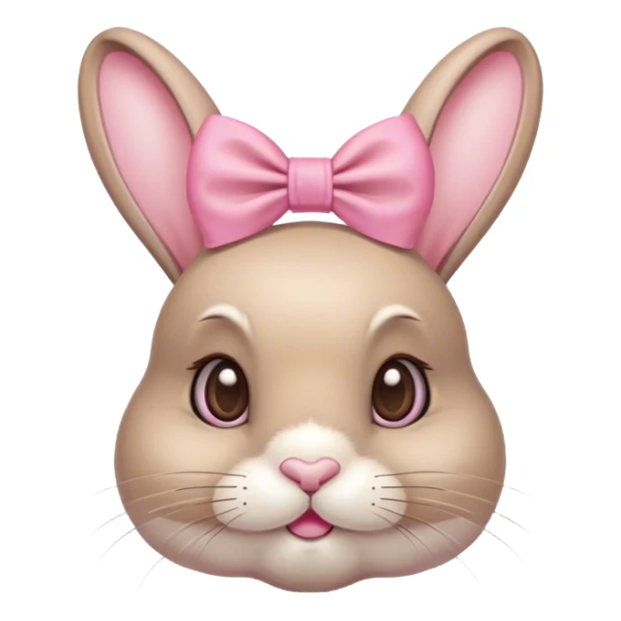 Real beige bunny with a pink bow sticker