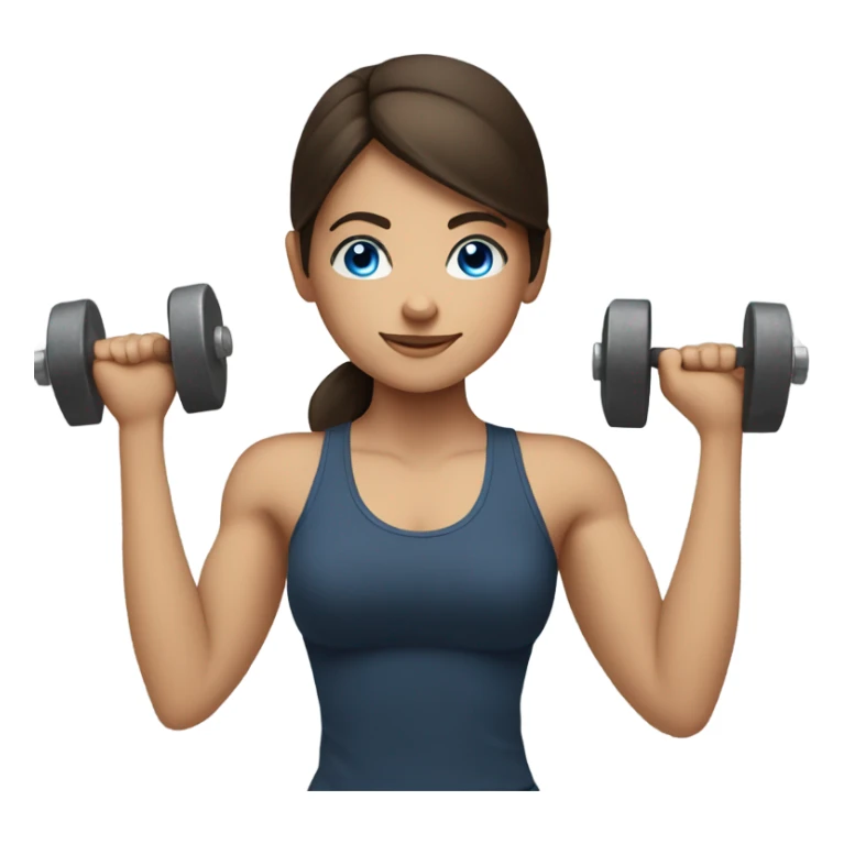 brunette girl with blue eyes lifting weights sticker