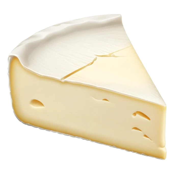 cinematic-realistic-brie-cheese-emoji,-featuring-soft-ripened-cheese-with-a-delicate white rind-rendered-with-lifelike-detail-and-inviting,-natural-lighting sticker