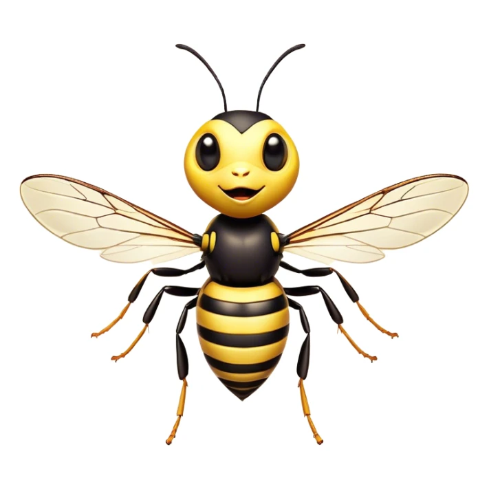 Cinematic Cheeky Wasp Portrait Emoji, Head tilted dramatically with an exaggeratedly shocked expression, featuring a slender, sharply striped body with wide, comically expressive eyes full of playful disbelief and animated, fluttering wings, Simplified yet hilariously expressive features, highly detailed, glowing with a slightly sassy glow, high shine, dramatic yet playful, stylized with an air of cheeky insect mischief, soft glowing outline, capturing the essence of a meme-worthy wasp that looks ready to buzz its way into viral fame! sticker