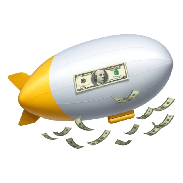make a blimp with money popping out of it sticker