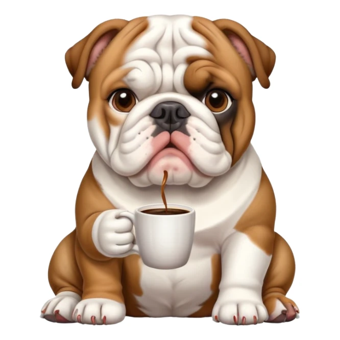 English bulldog waiting, drinking coffee sticker