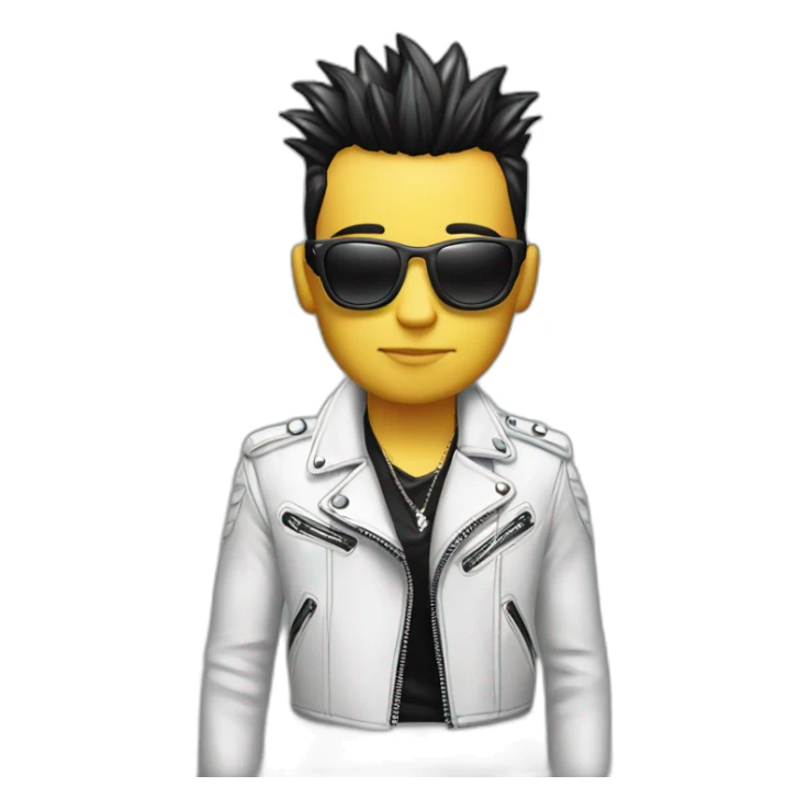 Punk male-with white leather jacket-mirror glasses sticker