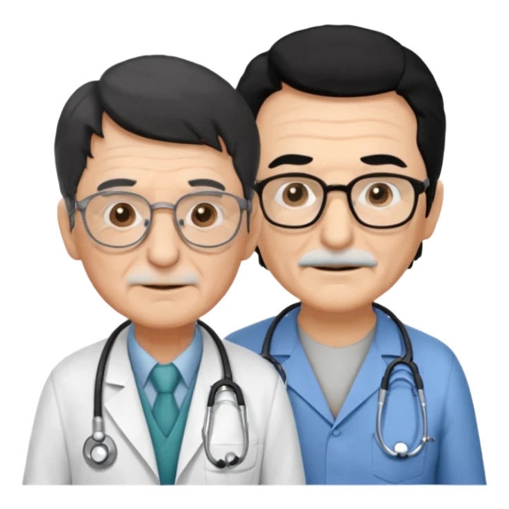 doctor black hair helping to a old man  sticker