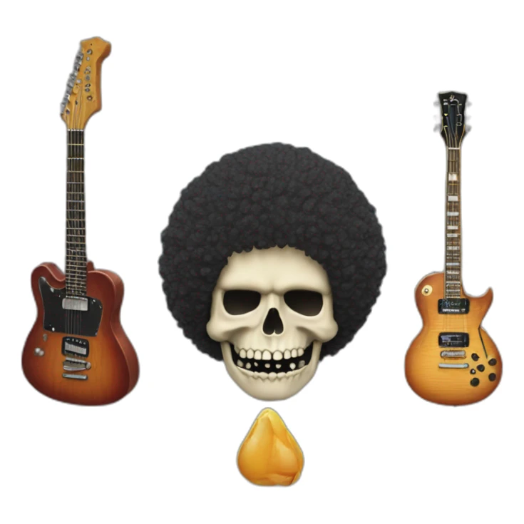 Soolking brook ;skeletal face ;affro cut ;guitar;crown sticker