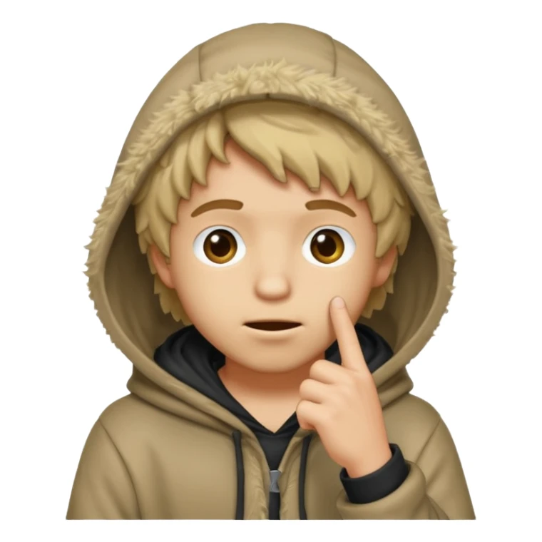 Moreno greñudo con capucha cuba la cara para el dedo sticker