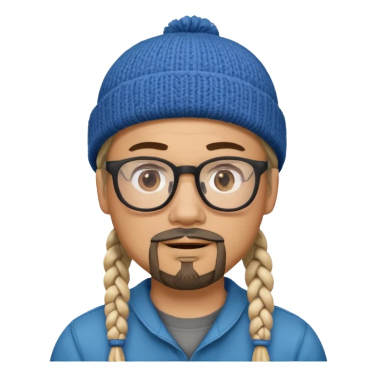 man with braids glasses beanie and goatee sticker