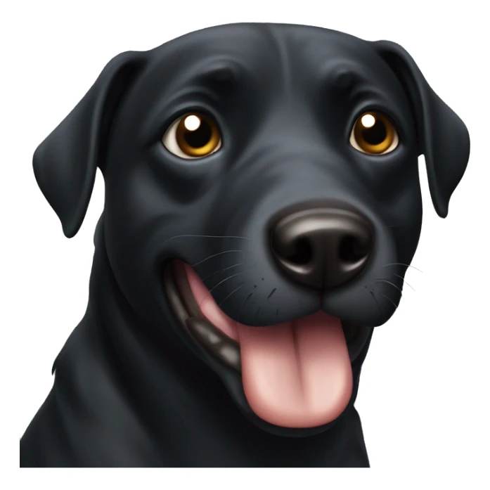 Black dog with dark drown eyes and tongue sticking out￼ sticker